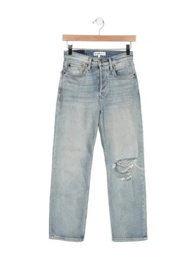 Pre-owned Re/done High-rise Straight Leg Jeans In Blue