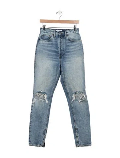 Pre-owned Re/done High-rise Straight Leg Jeans In Blue