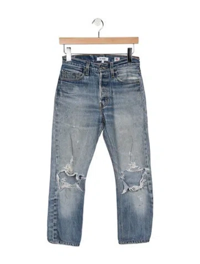 Pre-owned Re/done High-rise Straight Leg Jeans In Blue