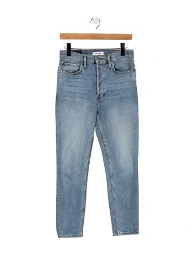 Pre-owned Re/done High-rise Straight Leg Jeans In Blue
