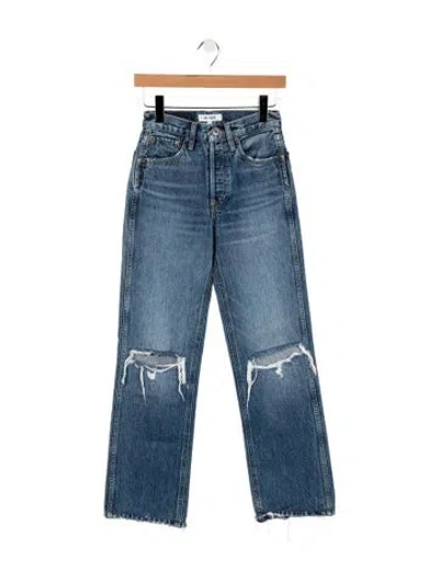 Pre-owned Re/done High-rise Straight Leg Jeans In Blue