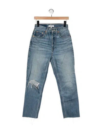 Pre-owned Re/done High-rise Straight Leg Jeans In Blue