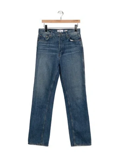 Pre-owned Re/done High-rise Straight Leg Jeans In Blue
