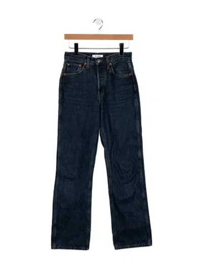 Pre-owned Re/done High-rise Straight Leg Jeans In Blue