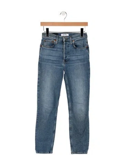 Pre-owned Re/done High-rise Straight Leg Jeans In Blue