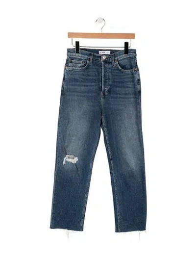 Pre-owned Re/done High-rise Straight Leg Jeans In Blue