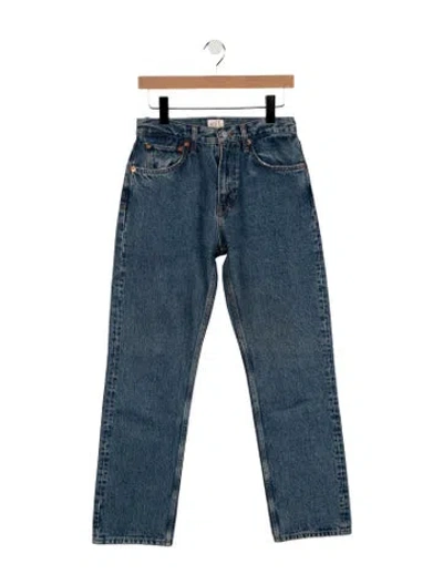 Pre-owned Re/done High-rise Straight Leg Jeans In Blue