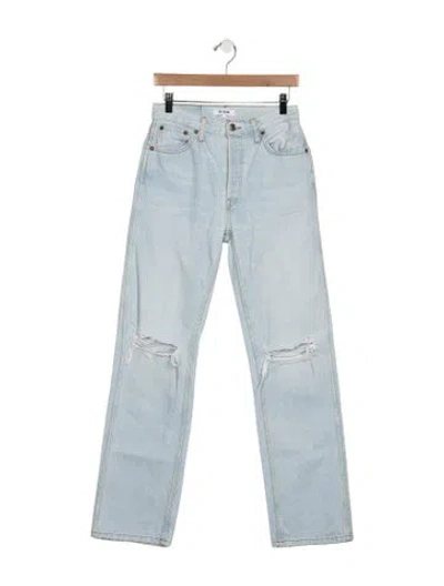 Pre-owned Re/done High-rise Straight Leg Jeans In Blue