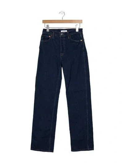 Pre-owned Re/done High-rise Straight Leg Jeans In Blue