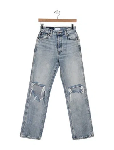 Pre-owned Re/done High-rise Straight Leg Jeans In Blue