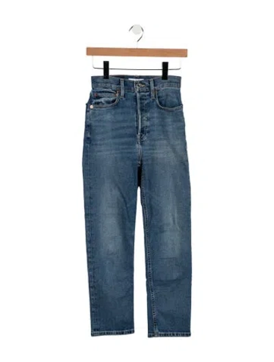 Pre-owned Re/done High-rise Straight Leg Jeans In Blue