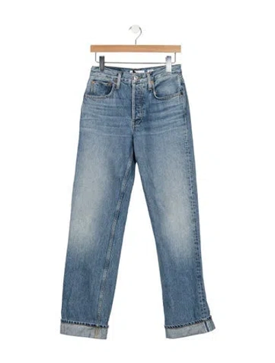 Pre-owned Re/done High-rise Straight Leg Jeans In Blue
