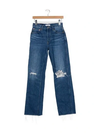 Pre-owned Re/done High-rise Straight Leg Jeans In Blue