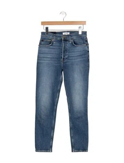 Pre-owned Re/done High-rise Straight Leg Jeans In Blue