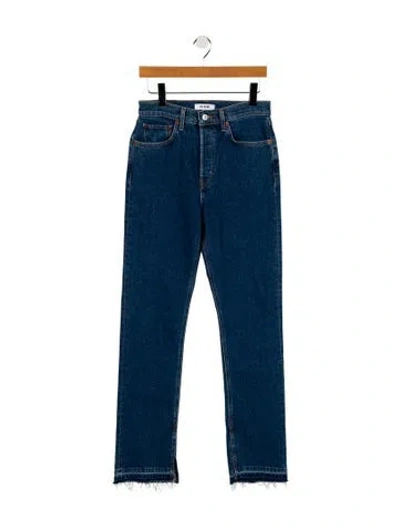 Pre-owned Re/done High-rise Straight Leg Jeans In Blue