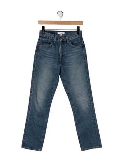 Pre-owned Re/done High-rise Straight Leg Jeans In Blue