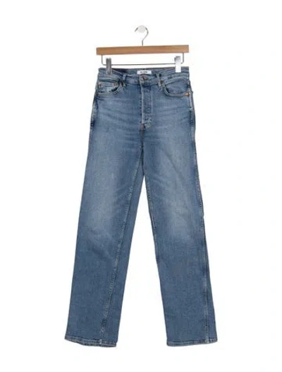 Pre-owned Re/done High-rise Straight Leg Jeans In Blue