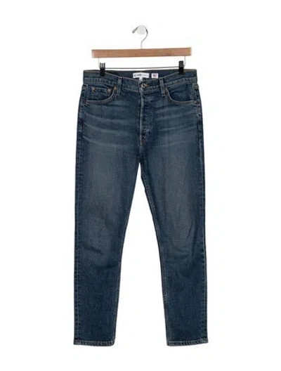 Pre-owned Re/done High-rise Straight Leg Jeans In Blue