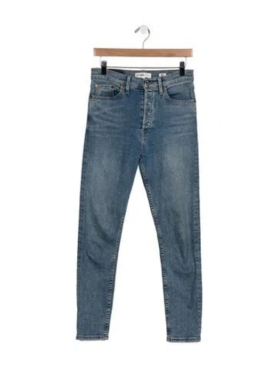 Pre-owned Re/done High-rise Straight Leg Jeans In Blue