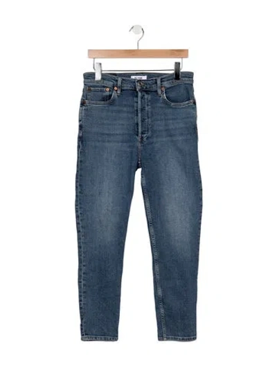 Pre-owned Re/done High-rise Straight Leg Jeans In Blue