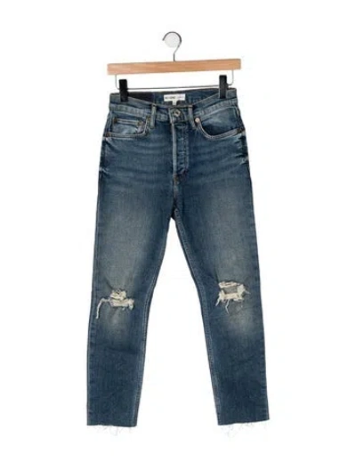Pre-owned Re/done High-rise Straight Leg Jeans In Blue