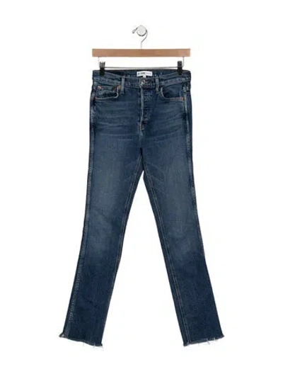 Pre-owned Re/done High-rise Straight Leg Jeans In Blue