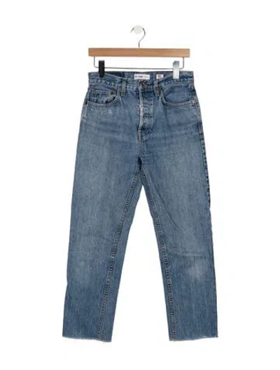 Pre-owned Re/done High-rise Straight Leg Jeans In Blue