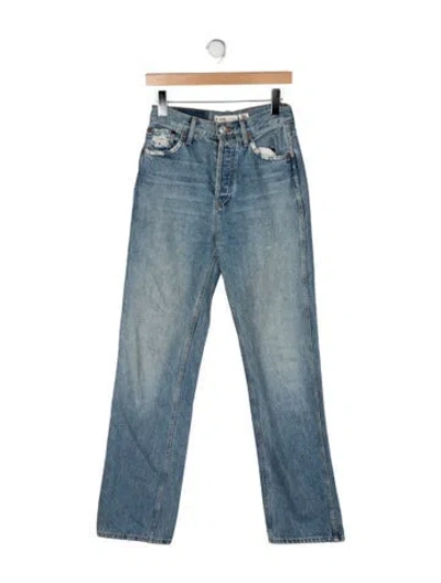 Pre-owned Re/done High-rise Straight Leg Jeans In Blue