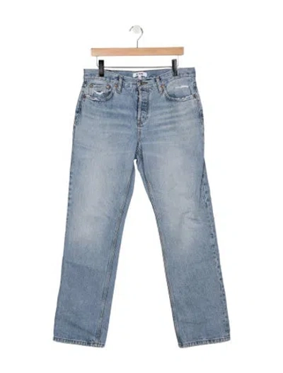 Pre-owned Re/done High-rise Straight Leg Jeans In Blue