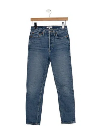 Pre-owned Re/done High-rise Straight Leg Jeans In Blue