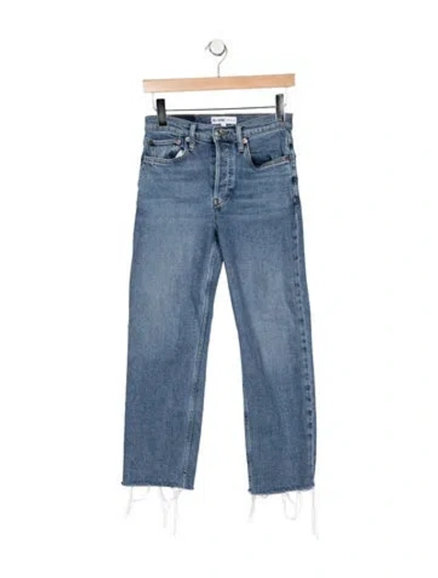 Pre-owned Re/done High-rise Straight Leg Jeans In Blue