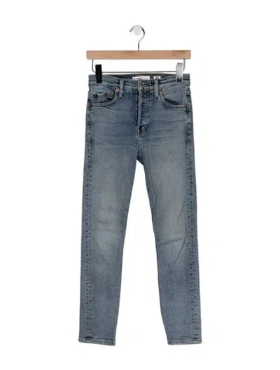 Pre-owned Re/done High-rise Straight Leg Jeans In Blue