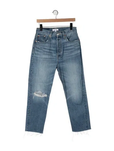 Pre-owned Re/done High-rise Straight Leg Jeans In Blue