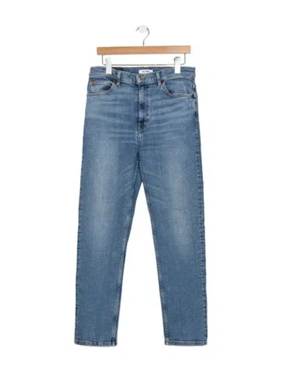 Pre-owned Re/done High-rise Straight Leg Jeans In Blue