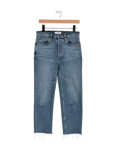 Pre-owned Re/done High-rise Straight Leg Jeans In Blue