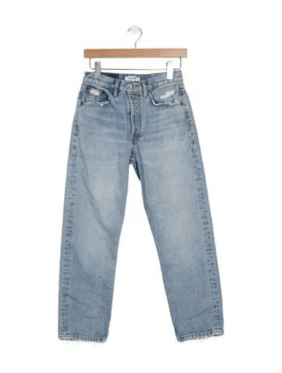Pre-owned Re/done High-rise Straight Leg Jeans In Blue