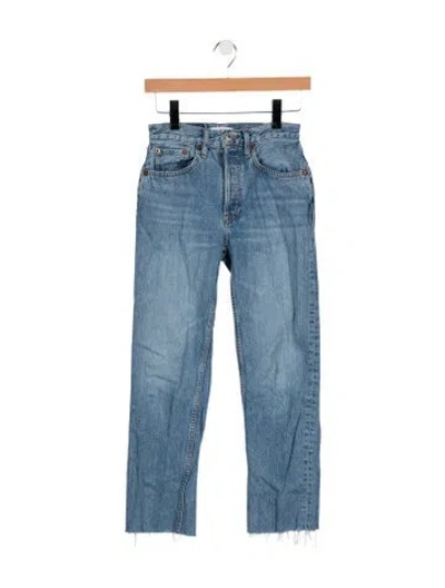 Pre-owned Re/done High-rise Straight Leg Jeans In Blue