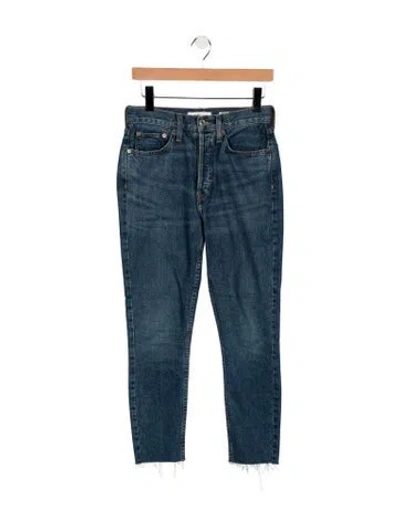 Pre-owned Re/done High-rise Straight Leg Jeans In Blue