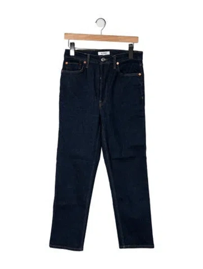 Pre-owned Re/done High-rise Straight Leg Jeans In Blue