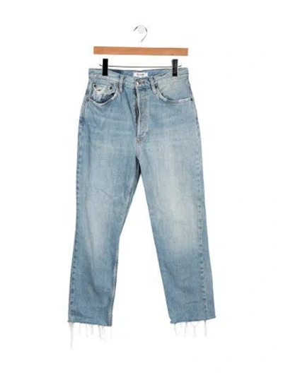 Pre-owned Re/done High-rise Straight Leg Jeans In Blue