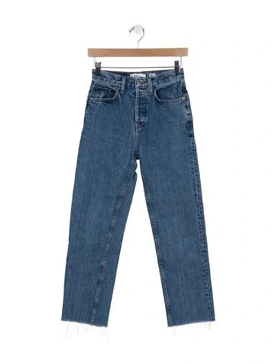 Pre-owned Re/done High-rise Straight Leg Jeans In Blue