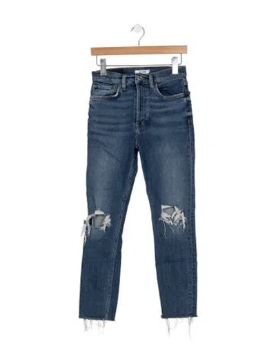 Pre-owned Re/done High-rise Straight Leg Jeans In Blue