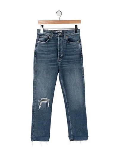 Pre-owned Re/done High-rise Straight Leg Jeans In Blue