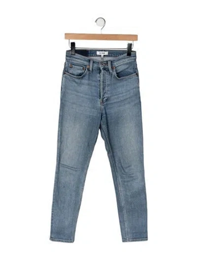 Pre-owned Re/done High-rise Straight Leg Jeans In Blue