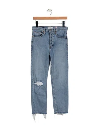 Pre-owned Re/done High-rise Straight Leg Jeans In Blue