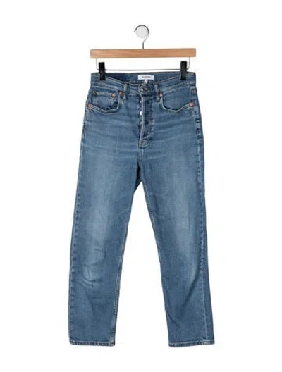 Pre-owned Re/done High-rise Straight Leg Jeans In Blue