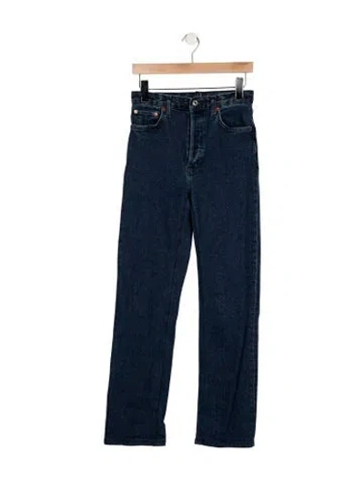Pre-owned Re/done High-rise Straight Leg Jeans In Blue
