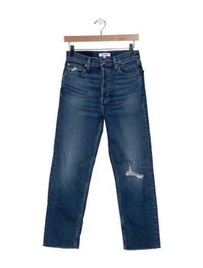 Pre-owned Re/done High-rise Straight Leg Jeans In Blue
