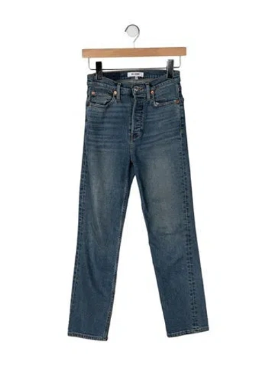 Pre-owned Re/done High-rise Straight Leg Jeans In Blue