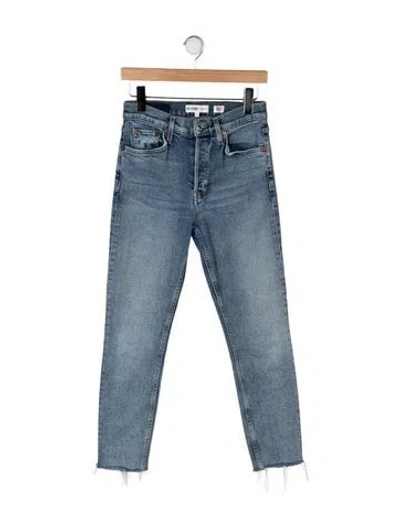 Pre-owned Re/done High-rise Straight Leg Jeans In Blue